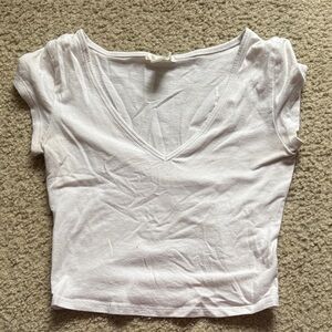 White V-Neck Women's Top